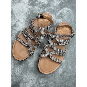 FITFLOP Strappy Strata Snake Print Sandals Flats Gladiator Leather Womens Size 6